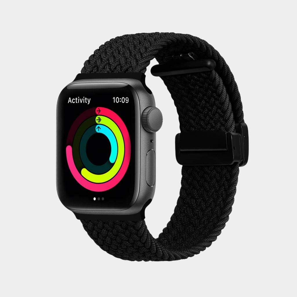 Magnetic Foldover Buckle Nylon Braid Band For Apple Watch