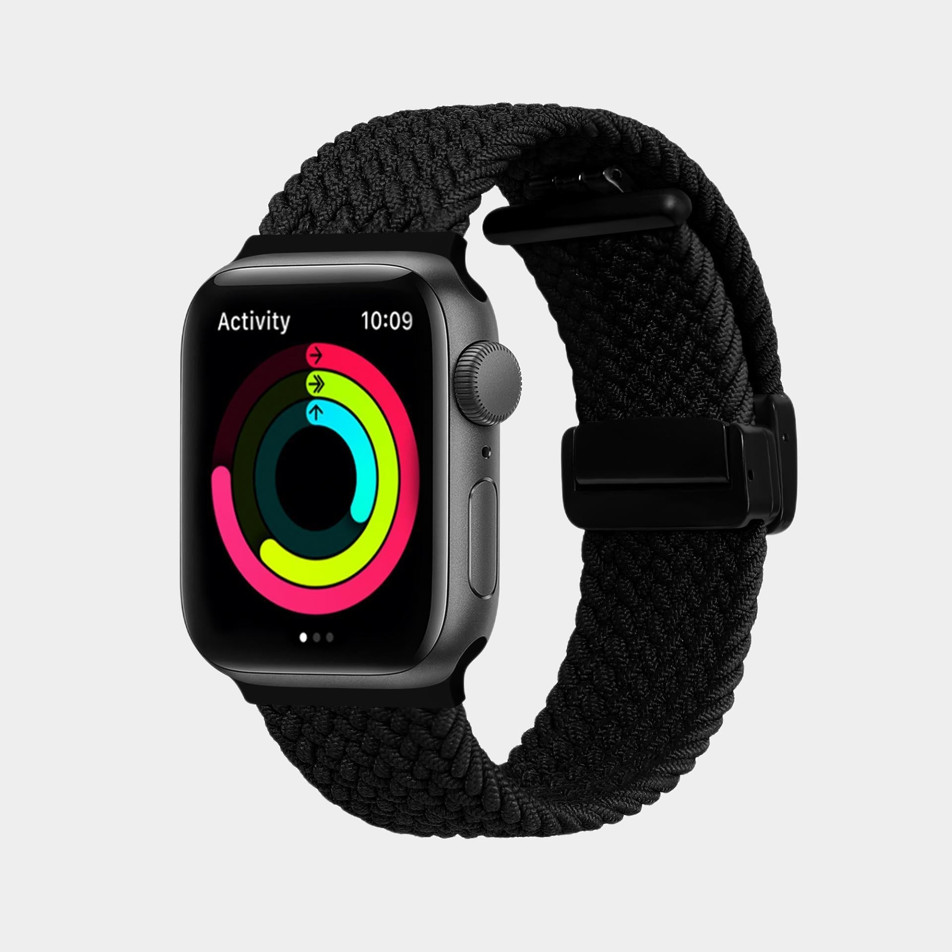 Magnetic Foldover Buckle Nylon Braid Band For Apple Watch