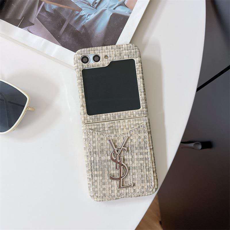 Luxury Woven Z Flip Case with Card Pocket