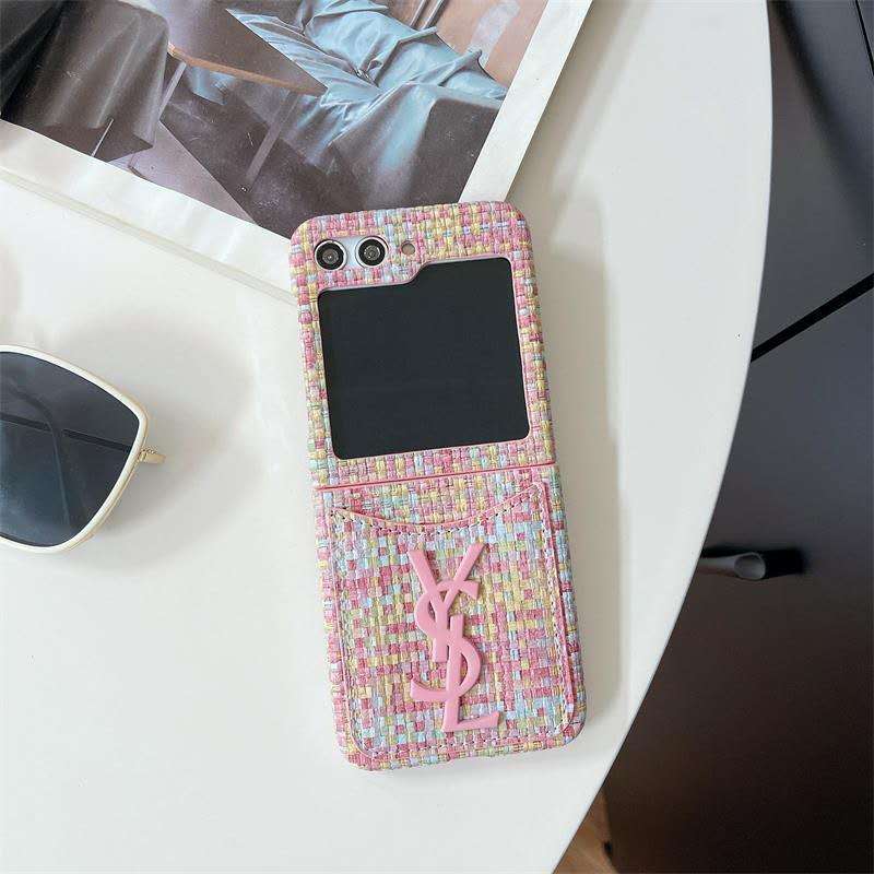 Luxury Woven Z Flip Case with Card Pocket