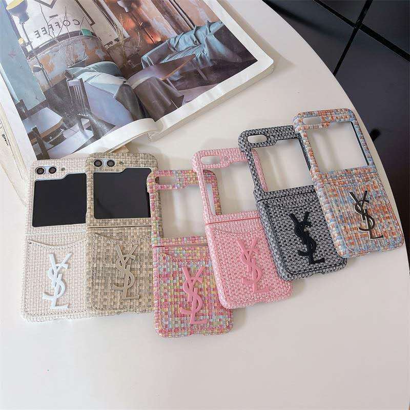 Luxury Woven Z Flip Case with Card Pocket