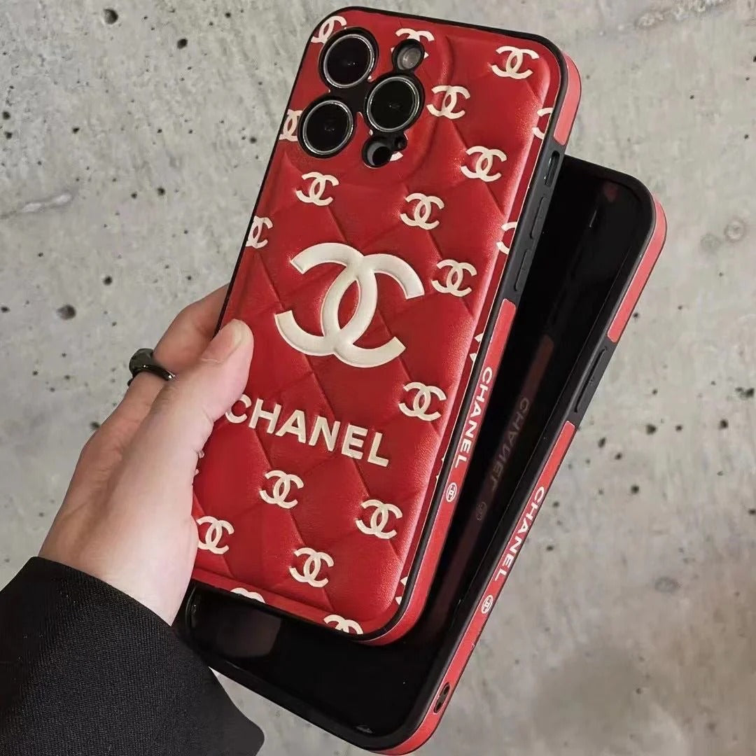 Luxury-Style Quilted Phone Cases with Iconic Monogram Design – Premium Protective Covers for iPhone