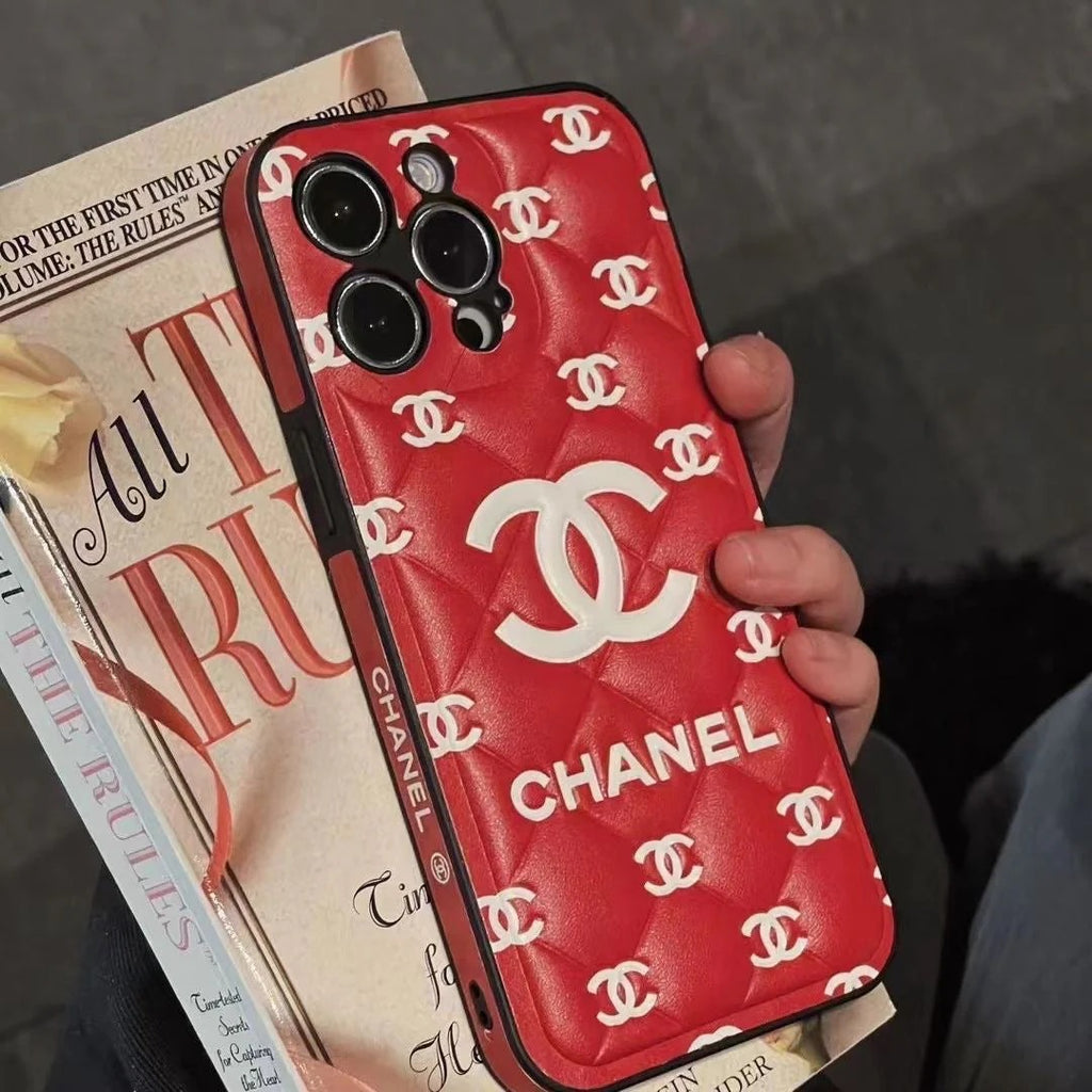 Luxury-Style Quilted Phone Cases with Iconic Monogram Design – Premium Protective Covers for iPhone