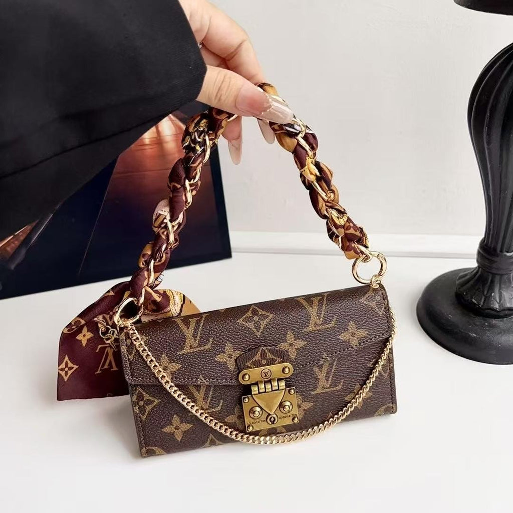 Stylish Letter Chain Wallet Case with Holster Scarf – For Samsung S Series