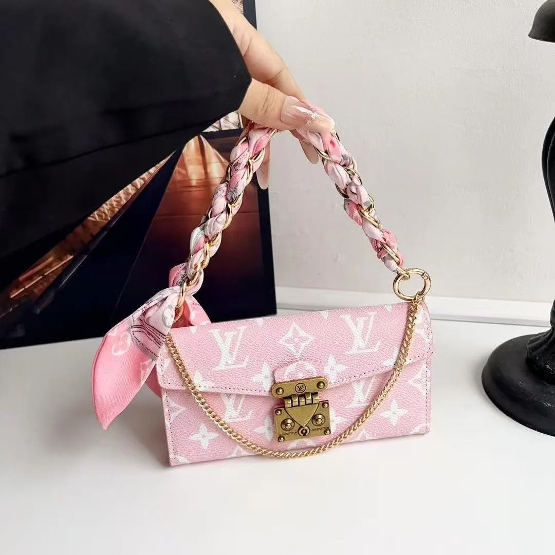 Stylish Letter Chain Wallet Case with Holster Scarf – For Samsung S Series