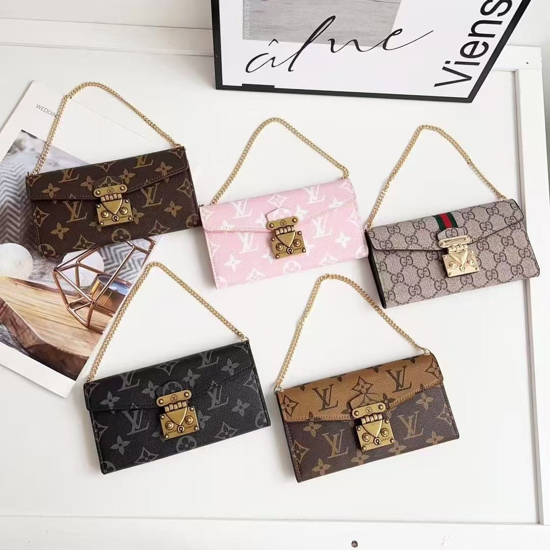 Stylish Letter Chain Wallet Case with Holster Scarf – For Samsung S Series