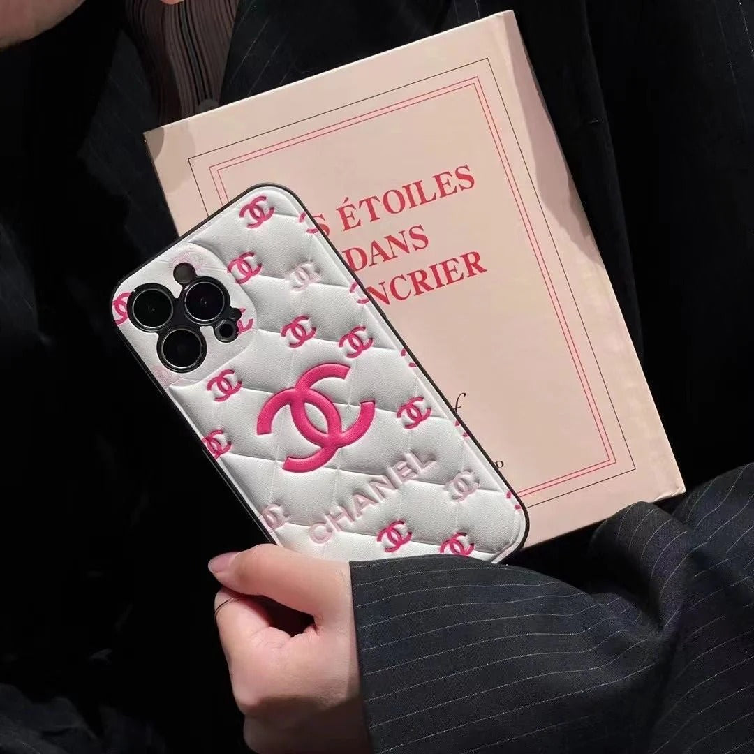 Luxury-Style Quilted Phone Cases with Iconic Monogram Design – Premium Protective Covers for iPhone