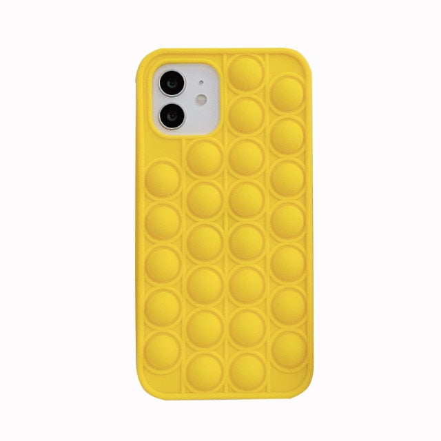 Relive Stress Pop Fidget Toys Push It Bubble Silicone Phone Case For Iphone SE 11 12 Pro Max Soft Cover