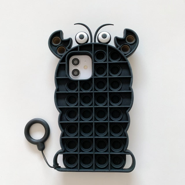 Relive Stress Pop Fidget Toys Push It Bubble Silicone Phone Case For Iphone SE 11 12 Pro Max Soft Cover