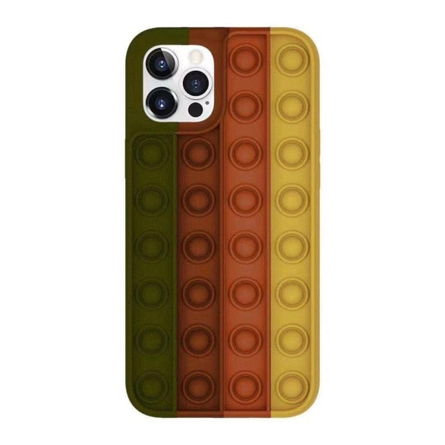 Relive Stress Pop Fidget Toys Push It Bubble Silicone Phone Case For Iphone SE 11 12 Pro Max Soft Cover