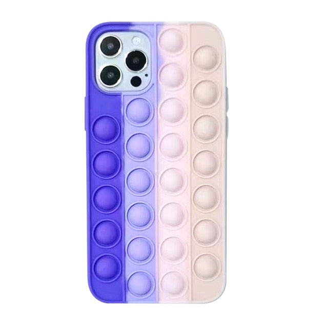Relive Stress Pop Fidget Toys Push It Bubble Silicone Phone Case For Iphone SE 11 12 Pro Max Soft Cover