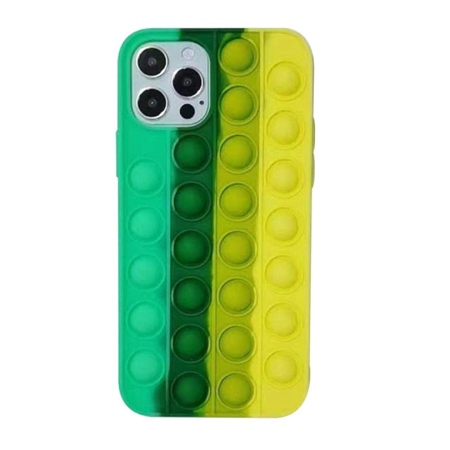 Relive Stress Pop Fidget Toys Push It Bubble Silicone Phone Case For Iphone SE 11 12 Pro Max Soft Cover